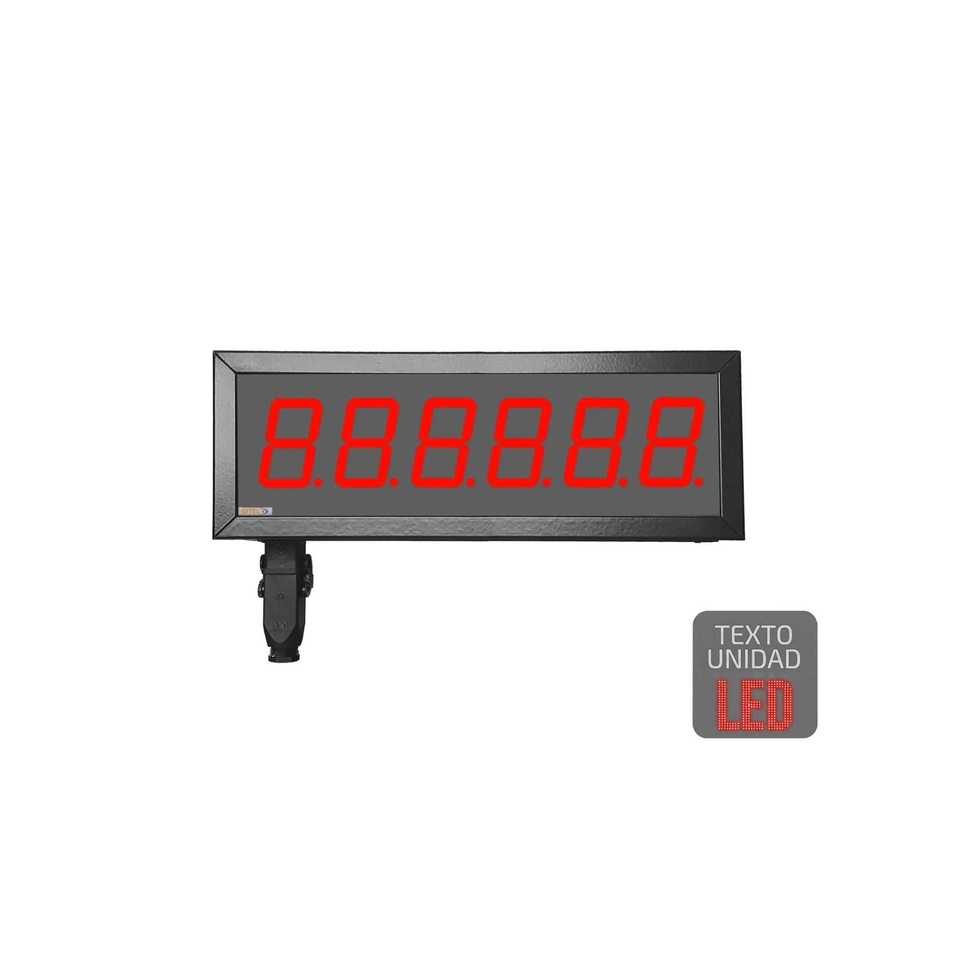 Visualizador Numerico 57mm, 6 digitos, Serie, Ethernet, Wifi +2R, Texto LED, IP65